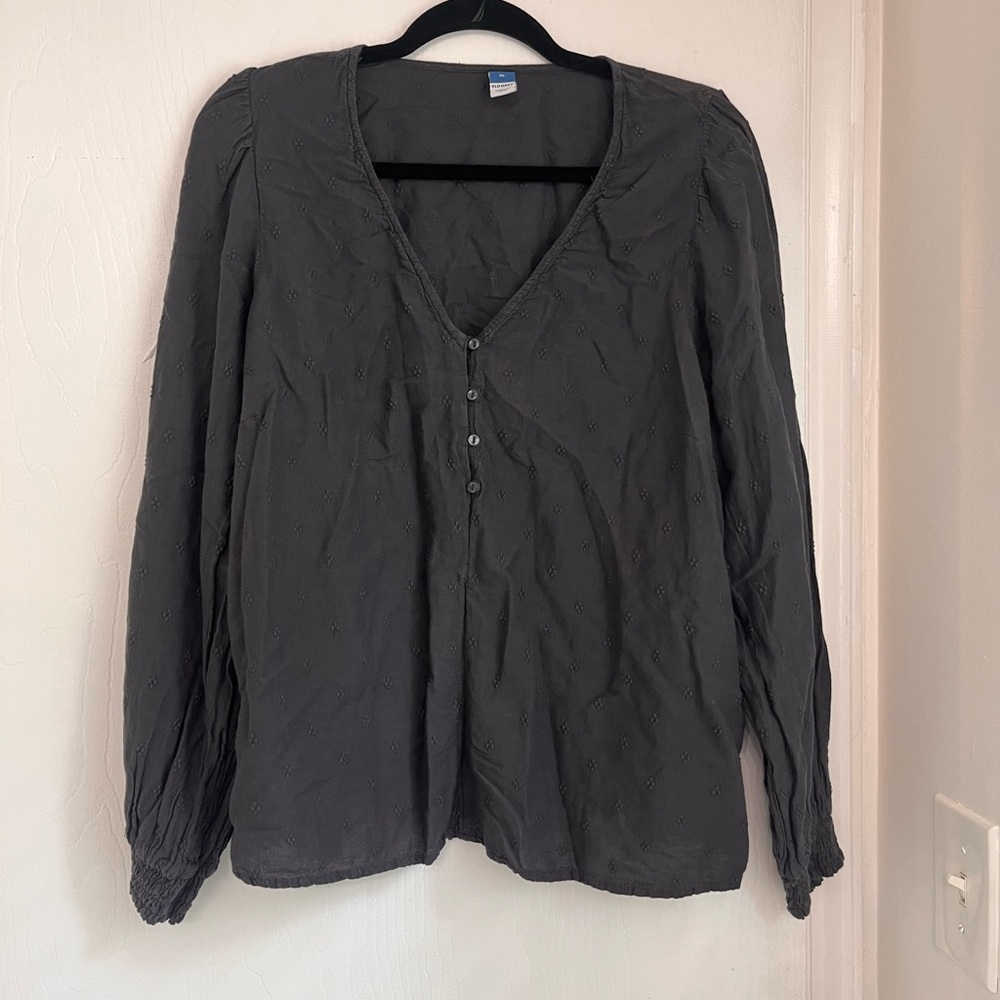 Old Navy Charcoal Embroidered Top
